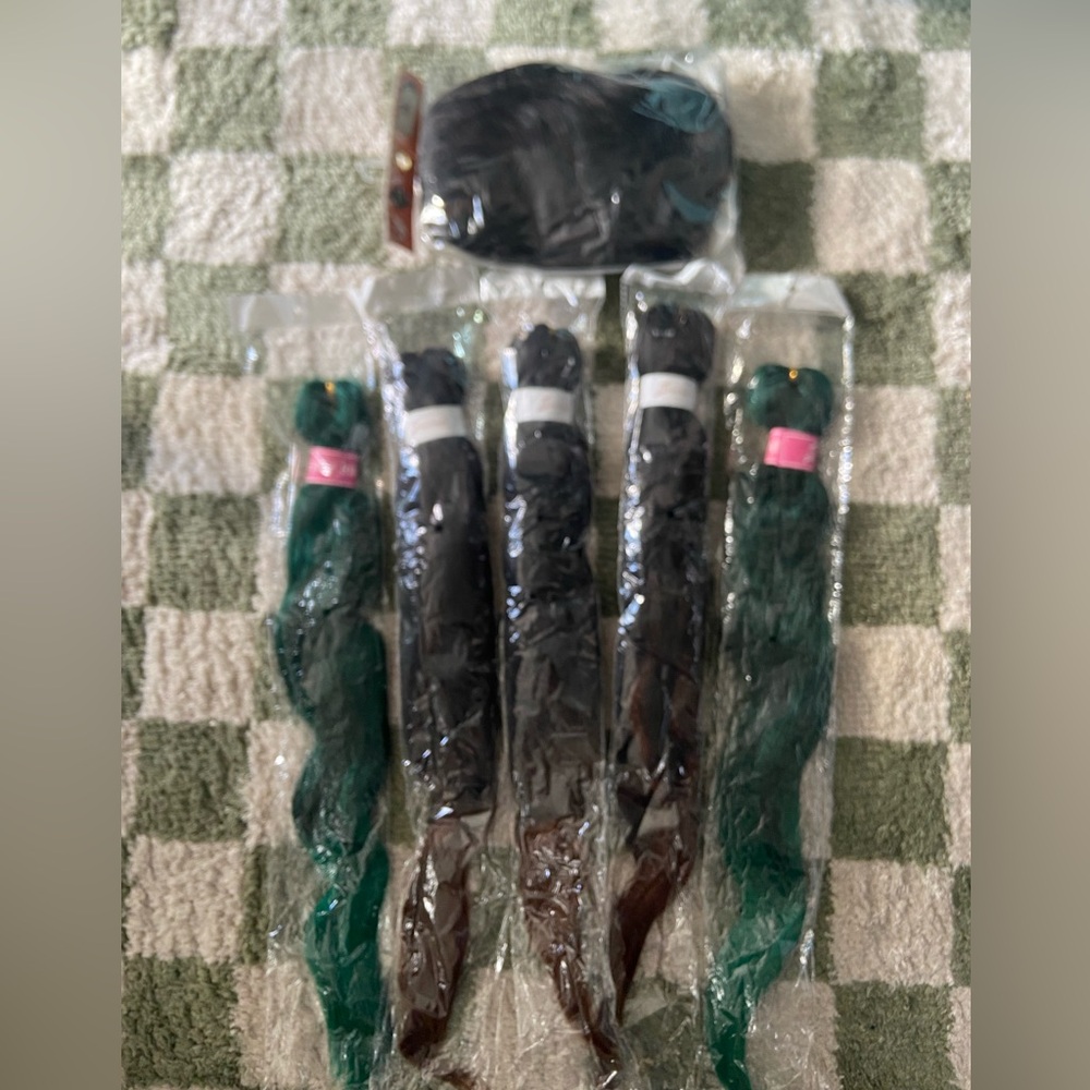Braiding Hair 25” 3B Dark Brown Ombre and Green Black with 3B Ombre Wig